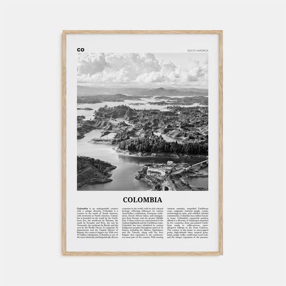Colombia Black And White Travel Poster, Bogota