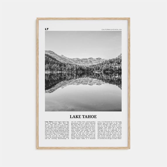 Lake Tahoe Black and White Travel Poster Art Print