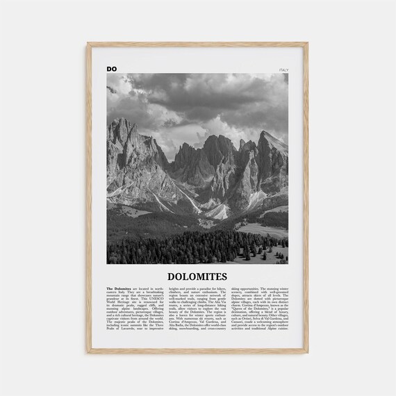 Dolomites Black And White Travel Poster, Italy