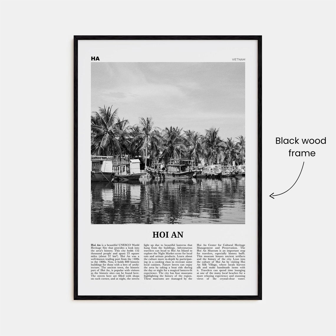 Hoi An Black and White Map, Vietnam Travel Poster - Image 3