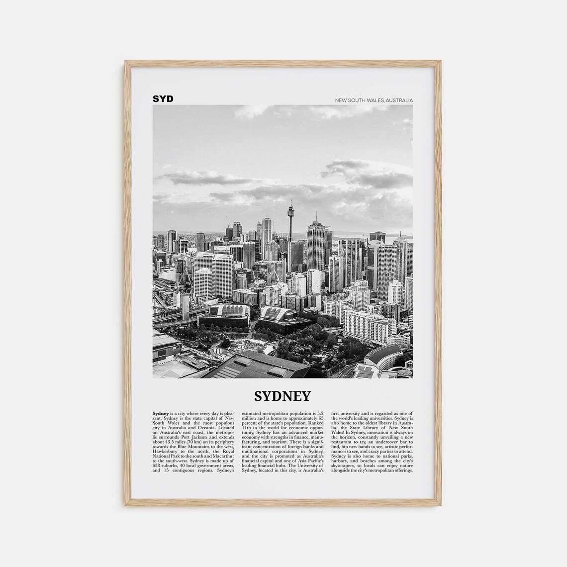Sydney Black And White No 3 Travel Poster