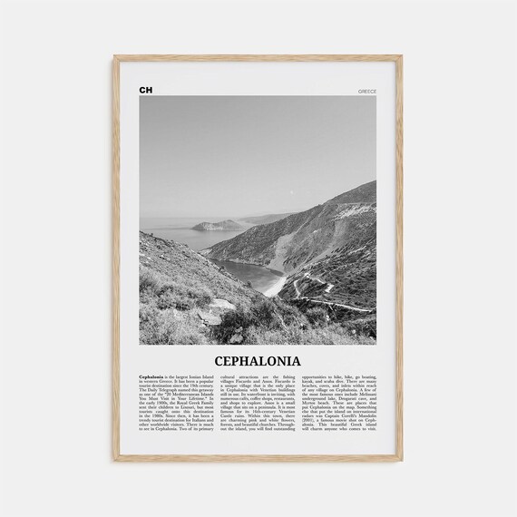 Cephalonia Greece Black And White Travel Poster