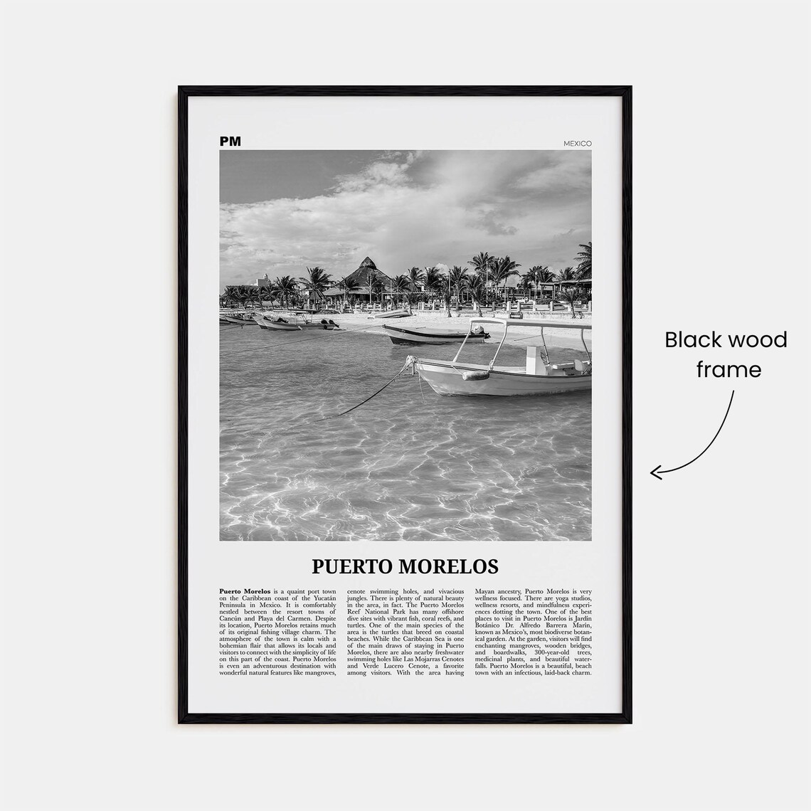 Puerto Morelos Print Black And White Puerto Morelos Wall Art Puerto Morelos Poster Puerto Morelos Photo Puerto Morelos Dcor Mexico - Image 3