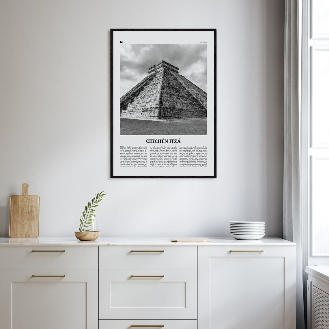 Chichen Itza Black and White Travel Poster, Mexico - Image 2
