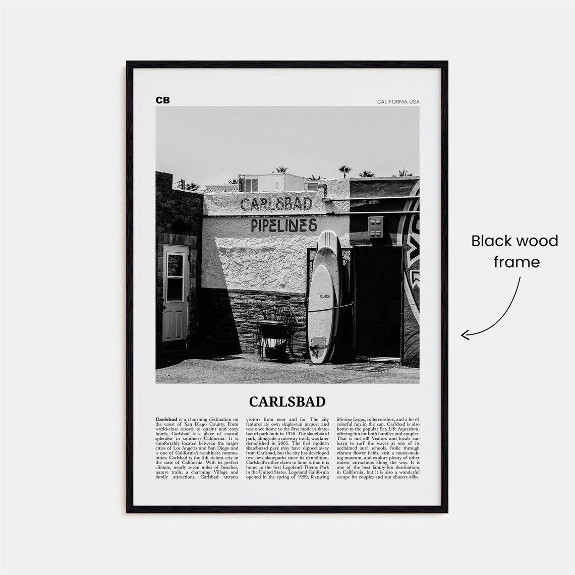 Carlsbad Black And White No. 2 Travel Poster - Image 3