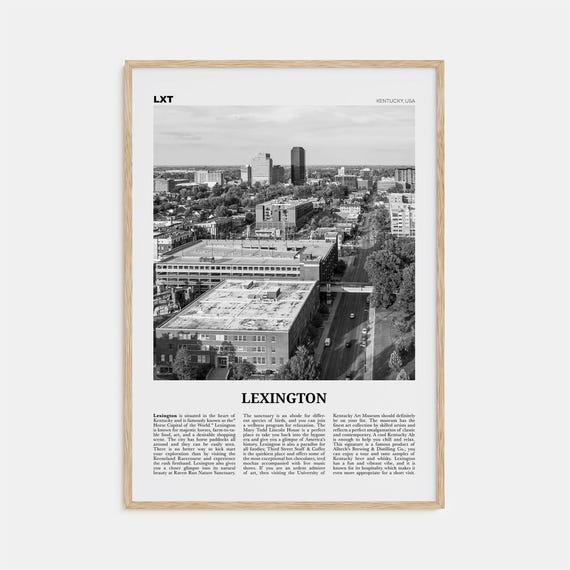 Lexington, Kentucky Black and White Travel Poster