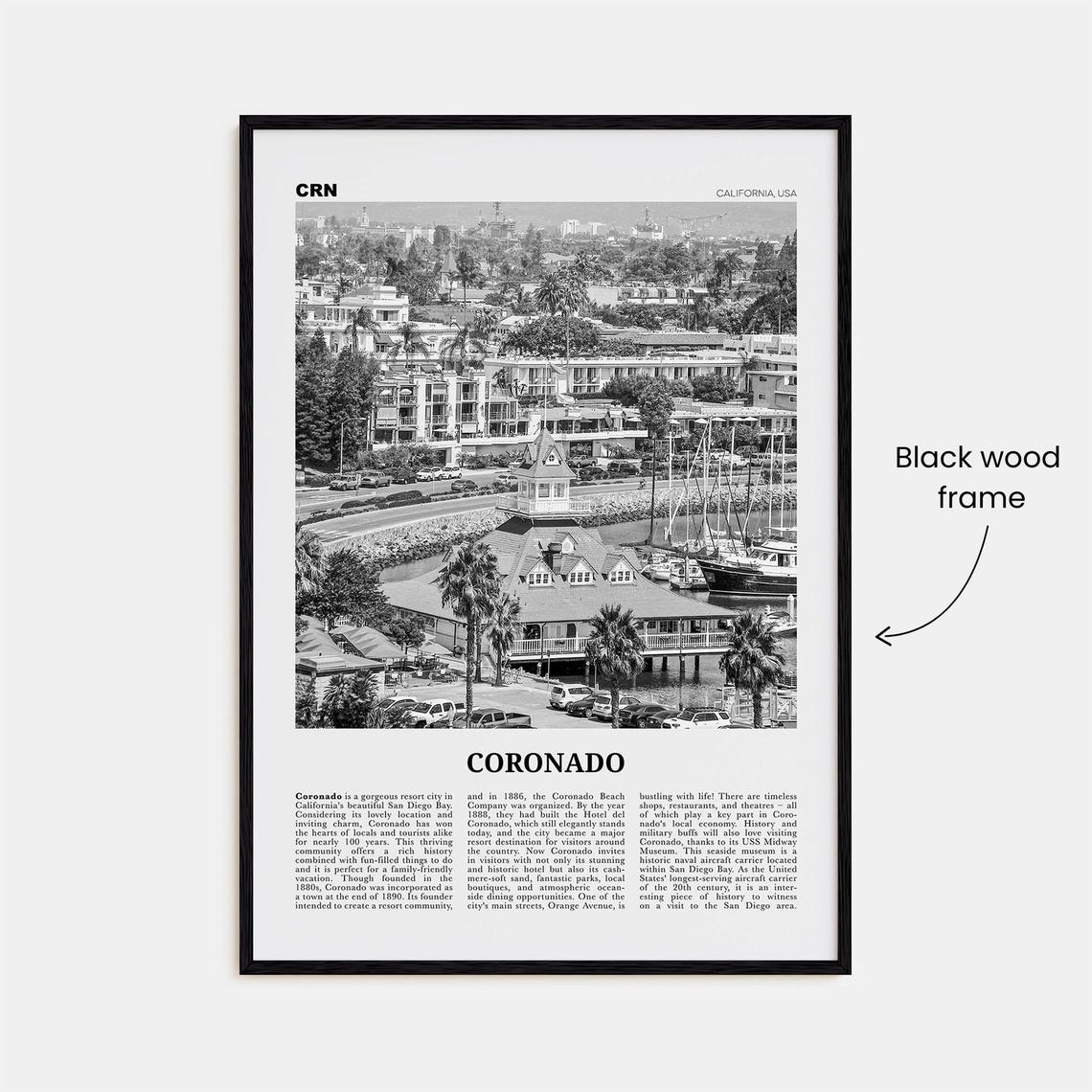 Coronado Black And White Travel Poster, California - Image 3