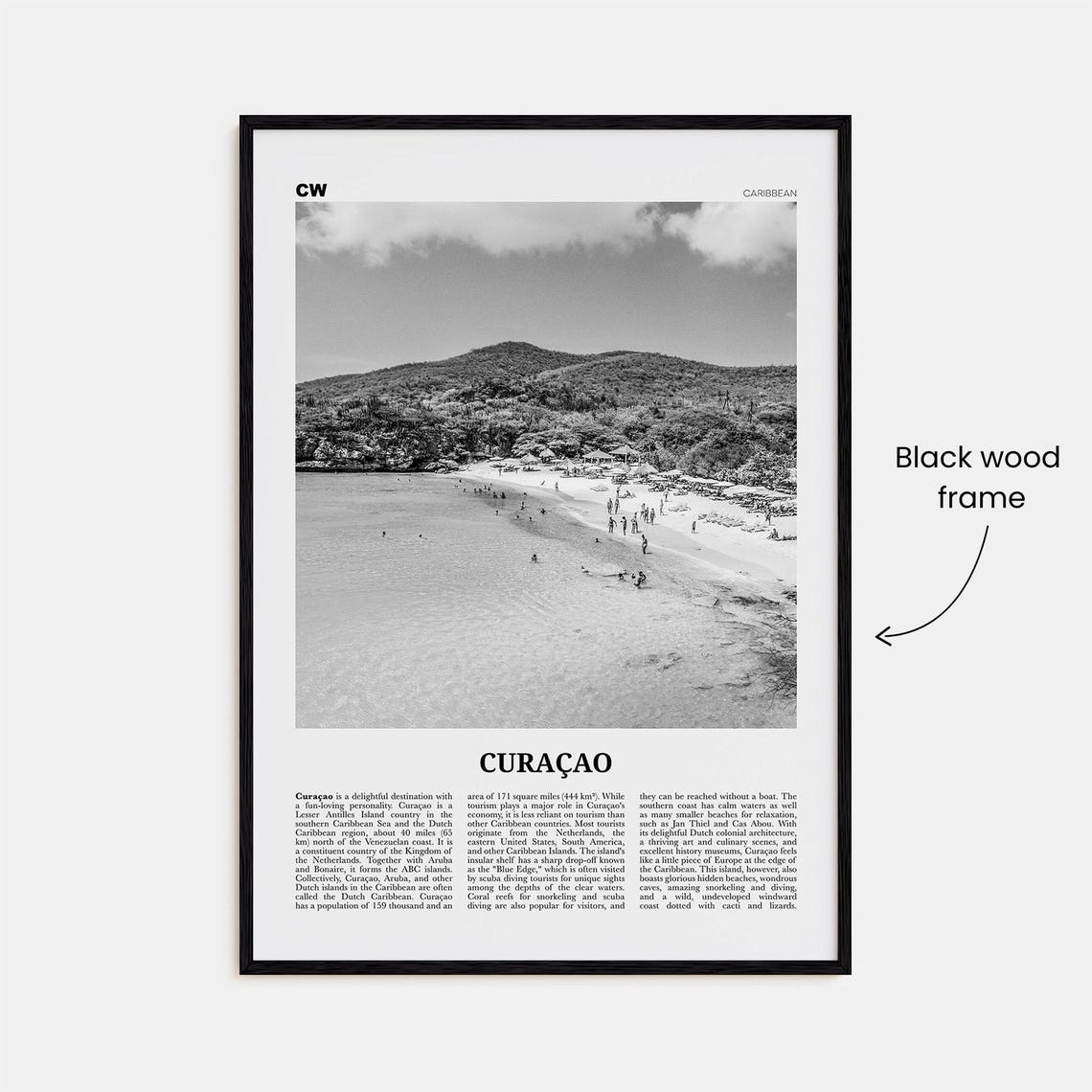 Curacao Black and White Travel Poster, Willemstad - Image 3