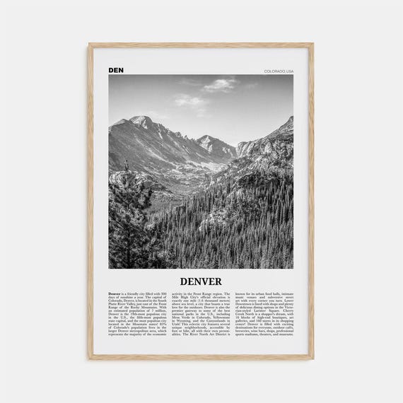 Denver No. 1 Black and White Travel Poster Art
