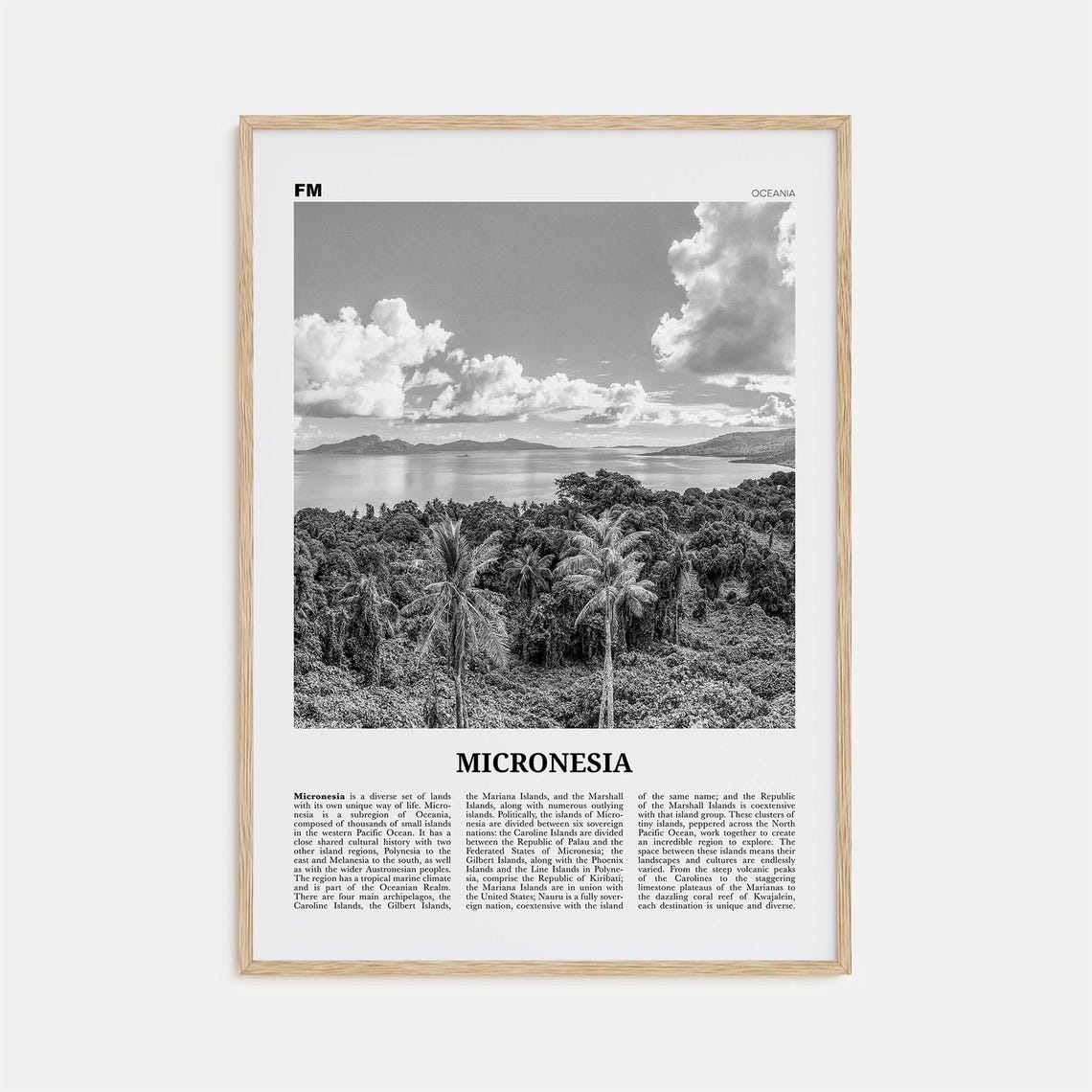 Micronesia Black and White Travel Poster, Chuuk