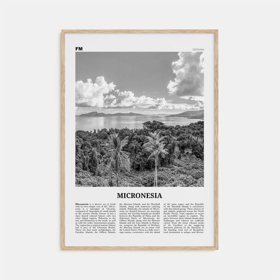 Micronesia Black and White Travel Poster, Chuuk