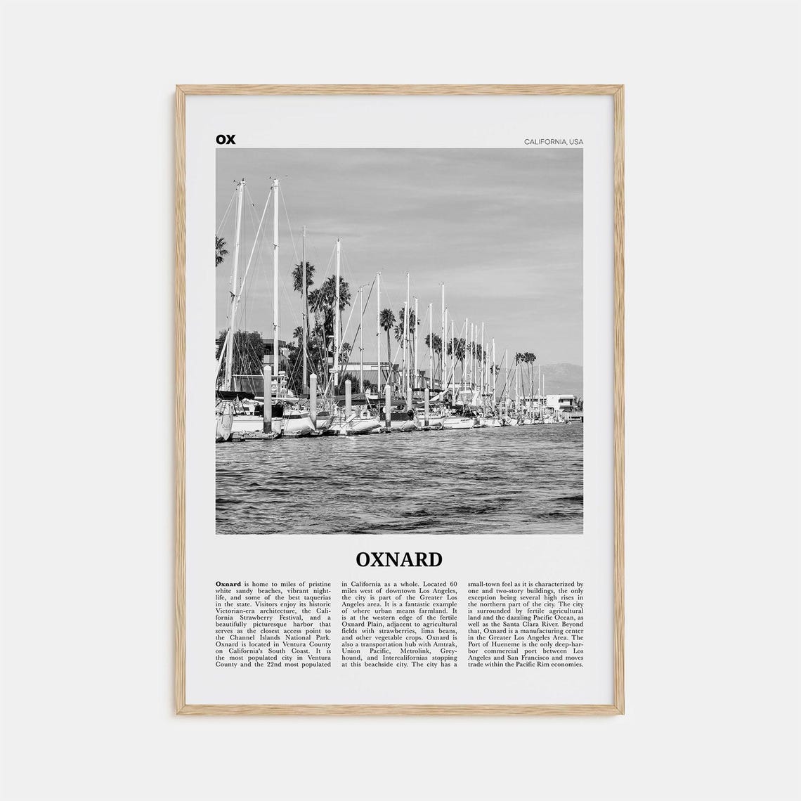 Oxnard Black And White Travel Poster