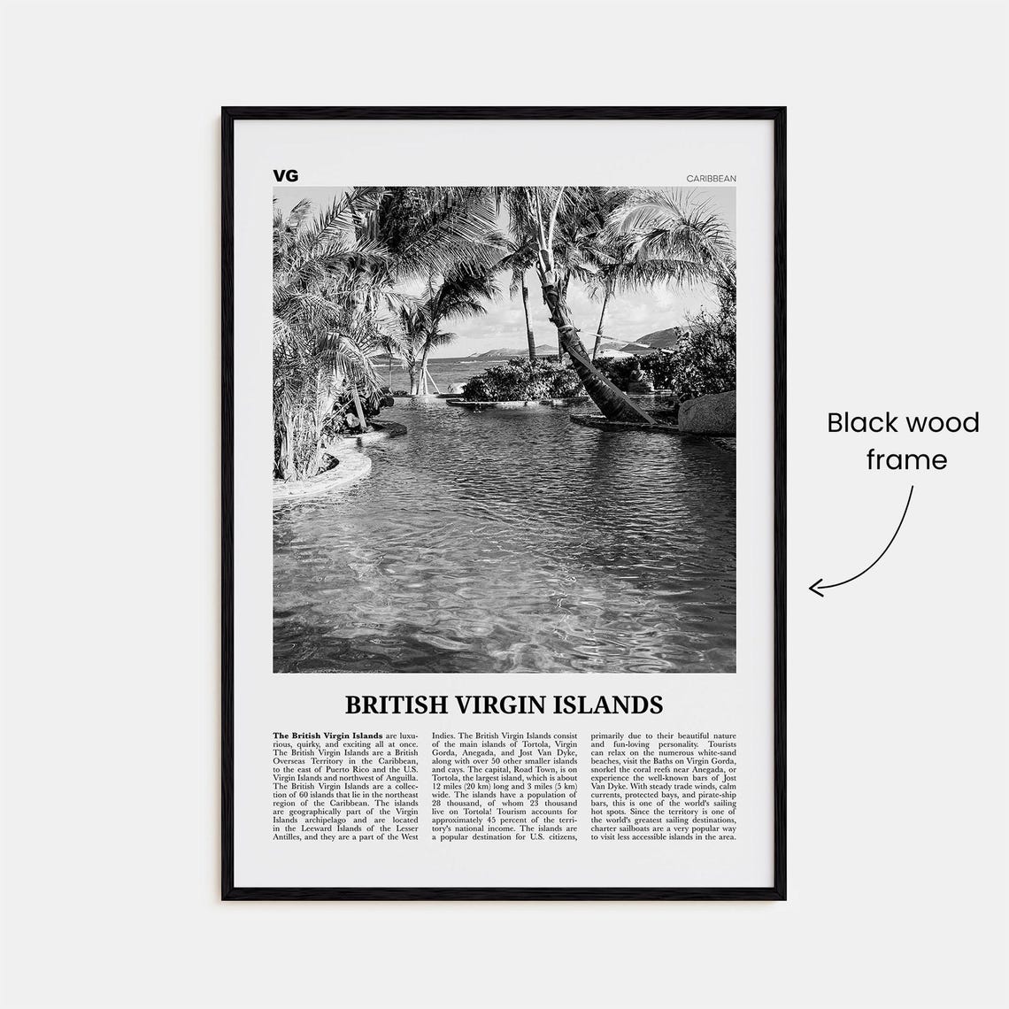 British Virgin Islands Black and White Travel Poster - Image 3