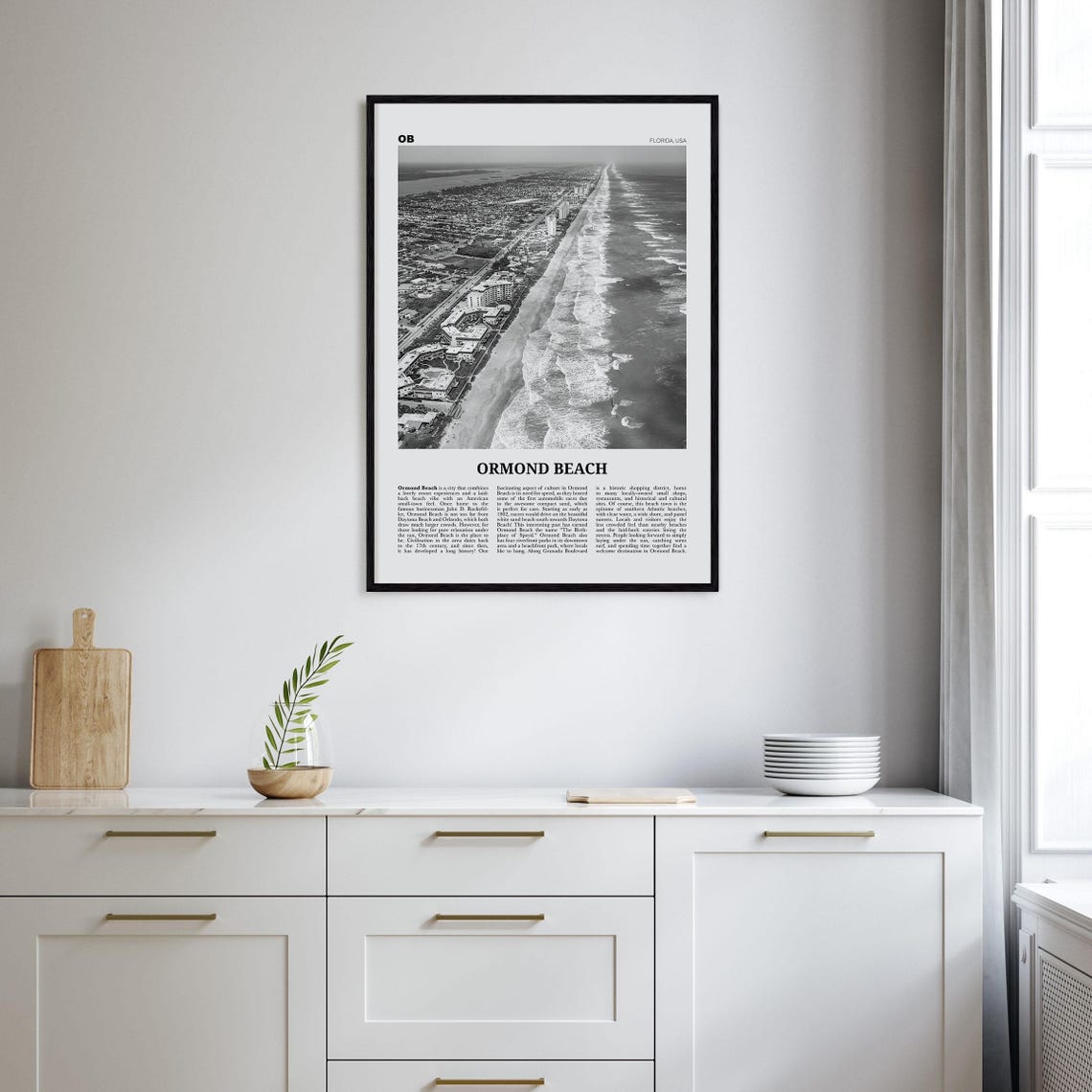 Ormond Beach Black And White Travel Poster - Image 2