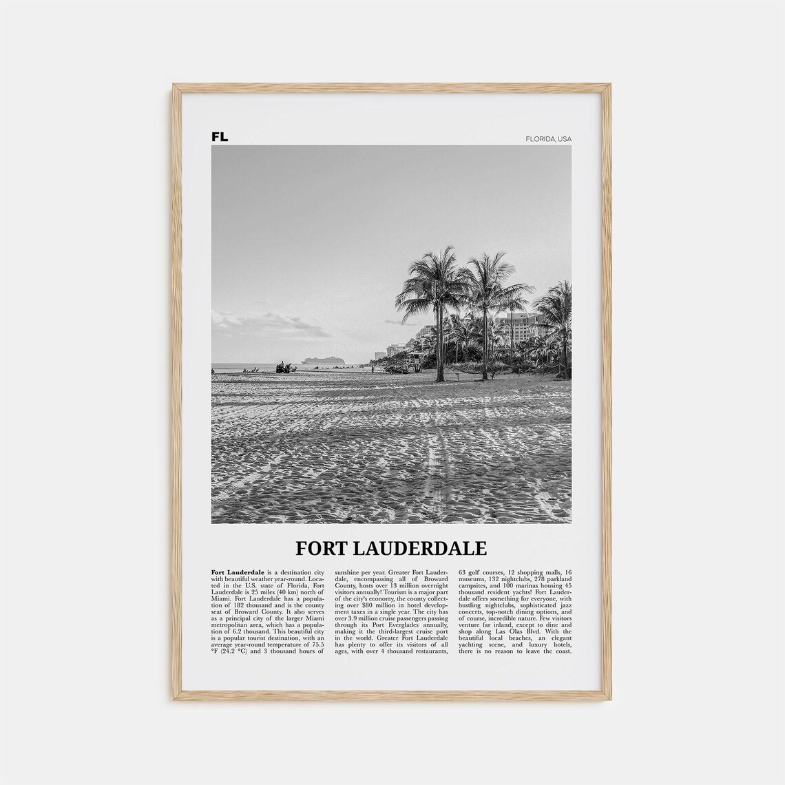 Fort Lauderdale Black and White No. 2 Travel Poster