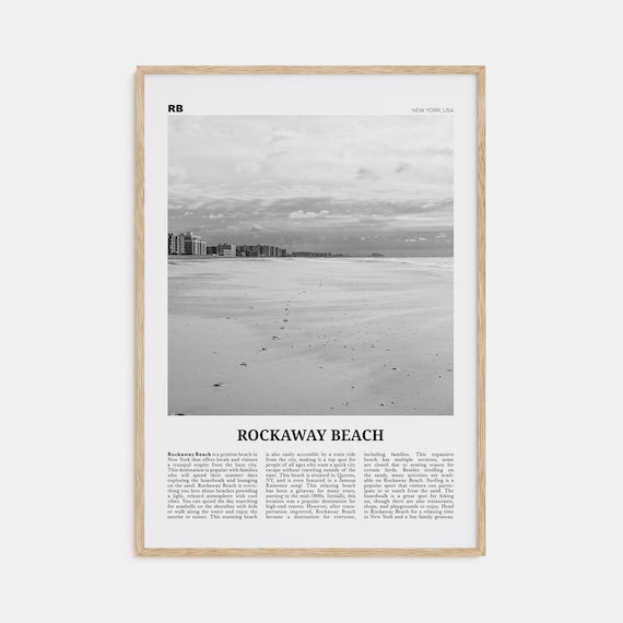 Rockaway Beach Black And White New York Travel Poster