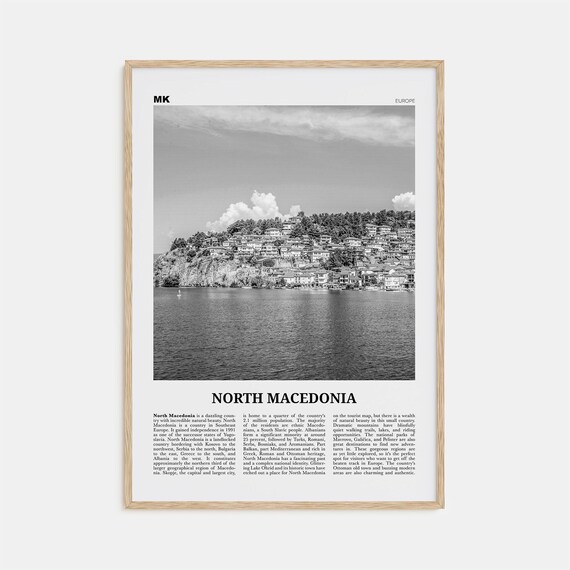 North Macedonia Black and White Travel Poster, Skopje