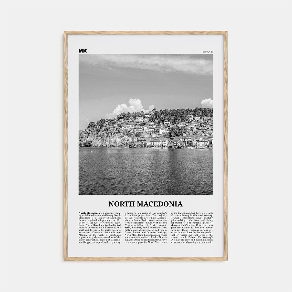 North Macedonia Black and White Travel Poster, Skopje
