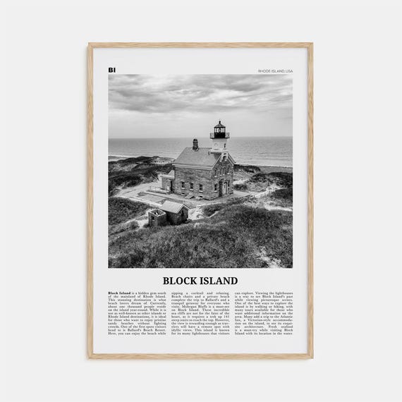 Block Island Black And White Travel Poster Print