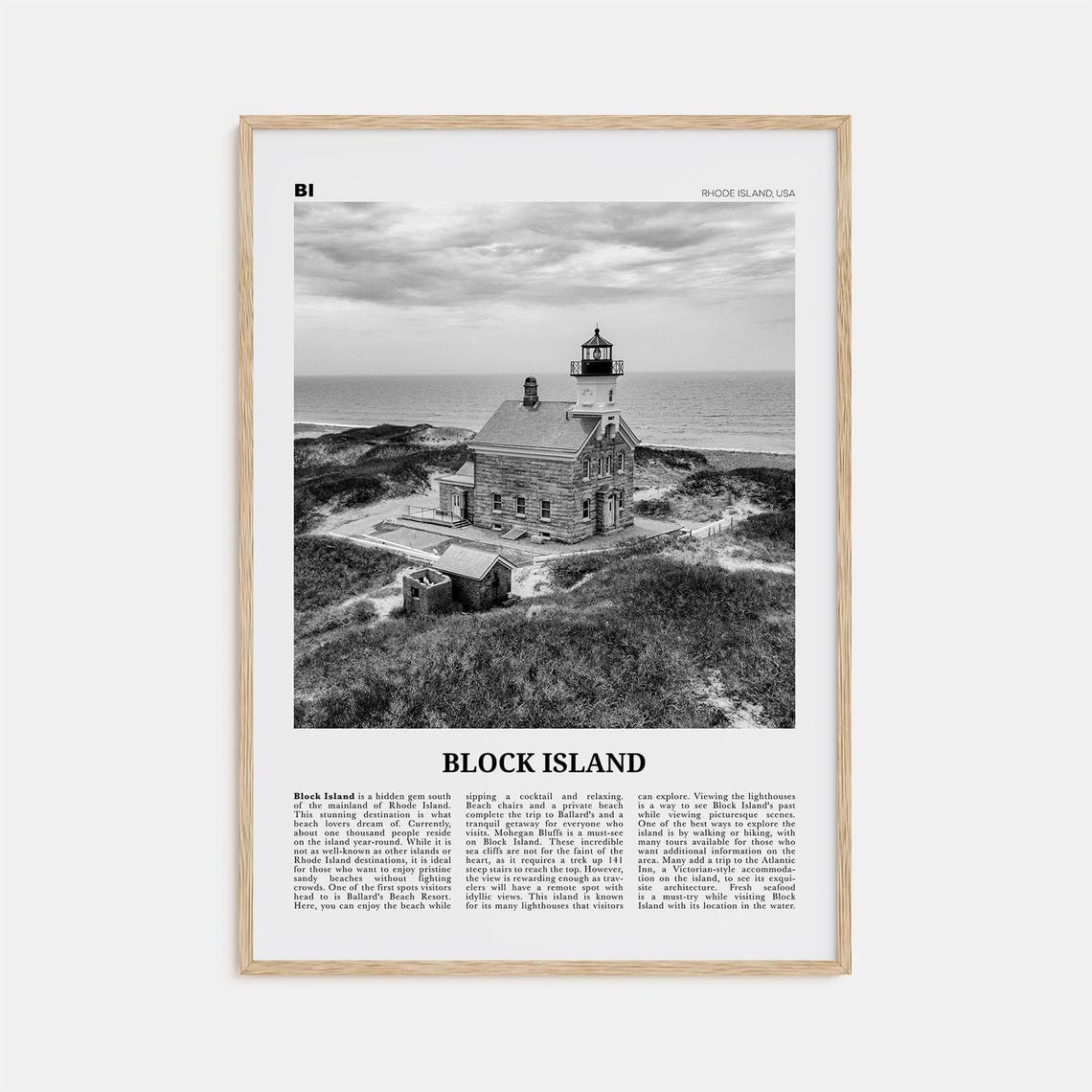 Block Island Black And White Travel Poster Print