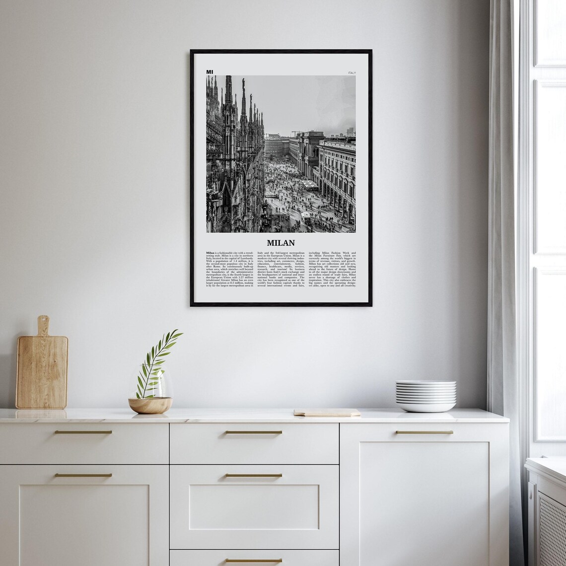 Milan Black and White Art Print, Italy City Poster - Image 2