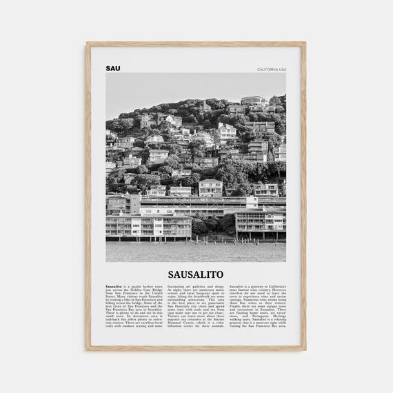 Sausalito Black and White Travel Poster, California