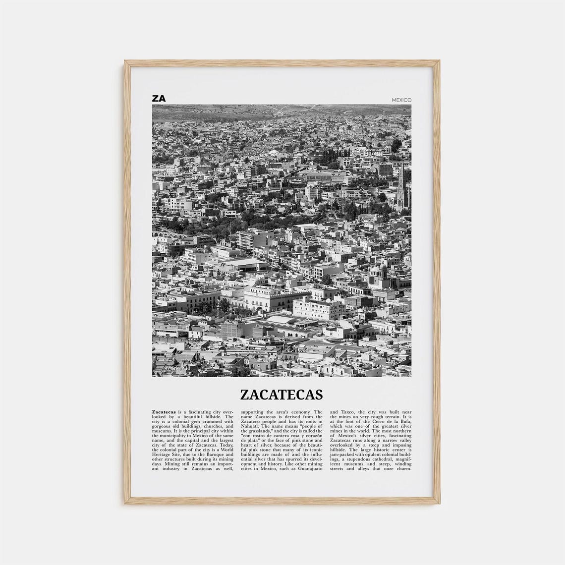 Zacatecas Black And White No. 2 Mexico Art Print