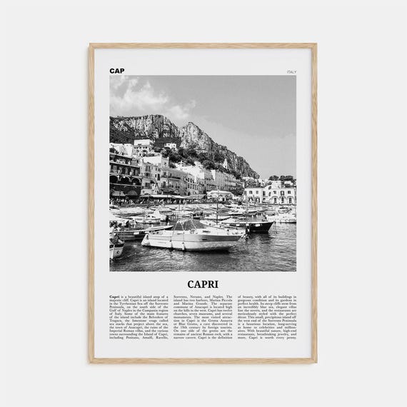 Capri Black And White Travel Poster, Italy Photo