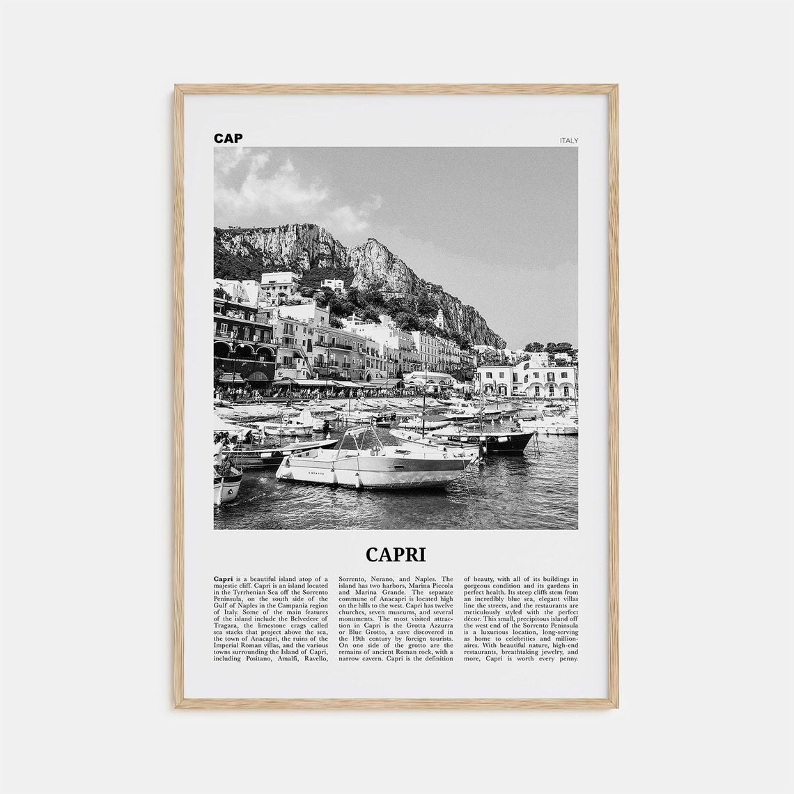 Capri Black And White Travel Poster, Italy Photo
