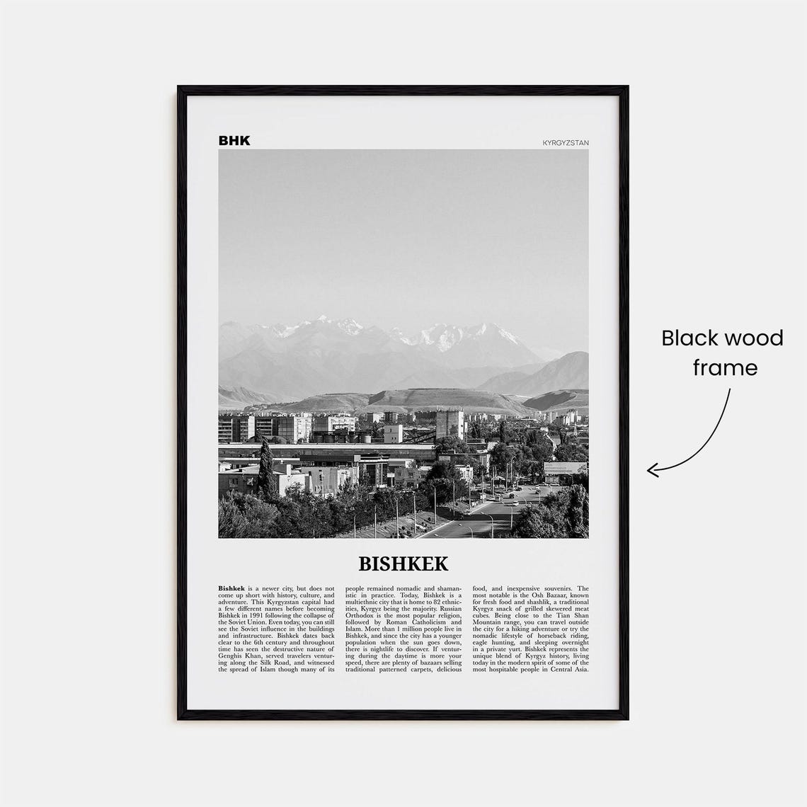 Bishkek Print Black And White Bishkek Wall Art Bishkek Poster Bishkek Photo Bishkek Wall Dcor Kyrgyzstan Pishpek Frunze - Image 3