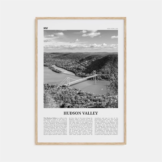 Hudson Valley Black and White Travel Poster, New York