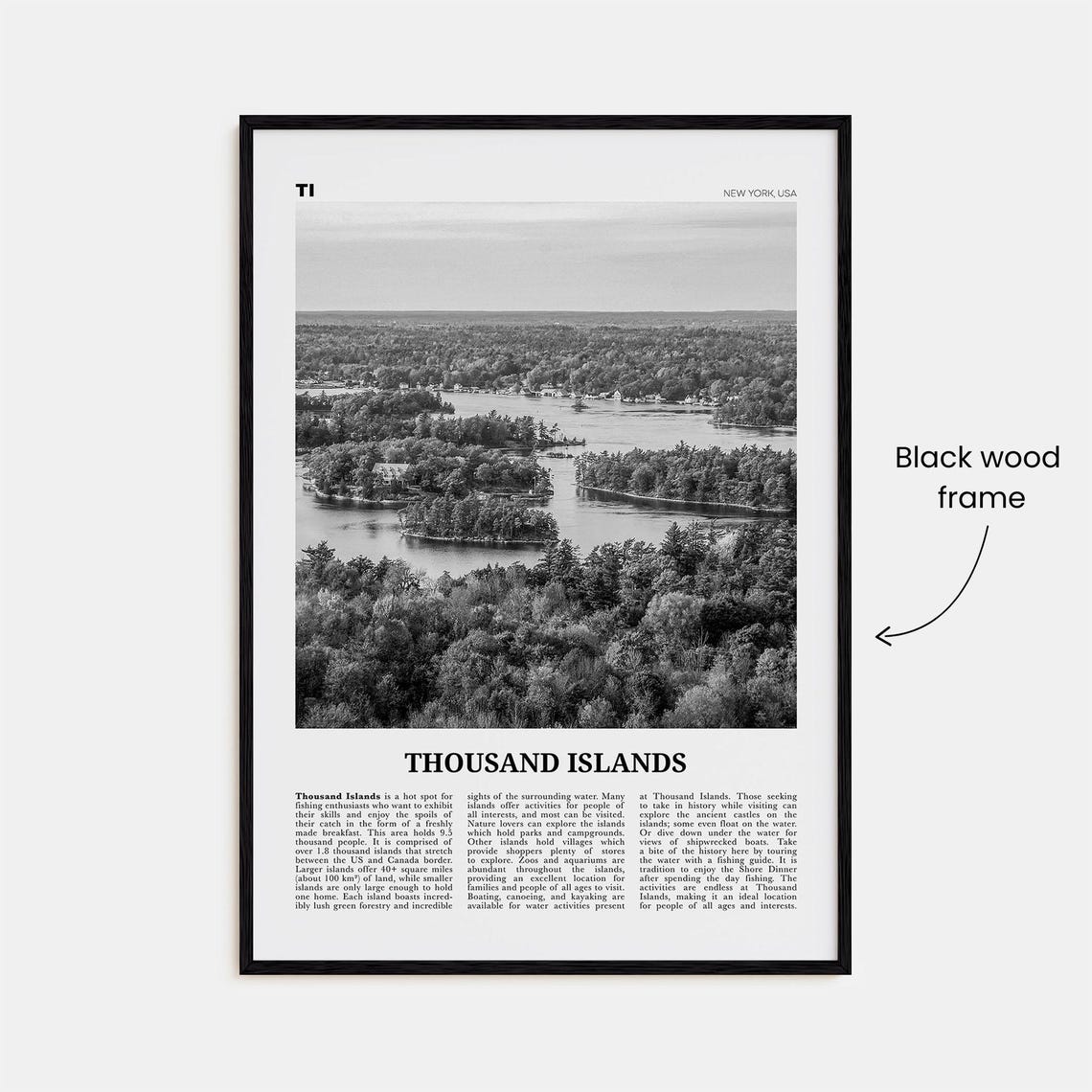 Thousand Islands Black And White Travel Poster - Image 3