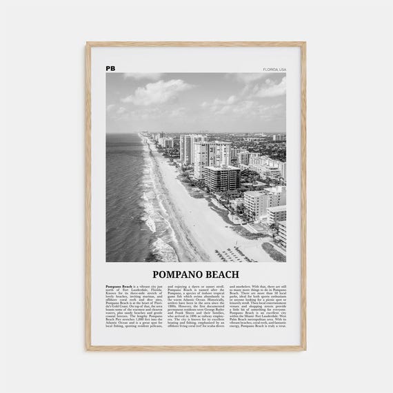 Pompano Beach Black and White Travel Poster