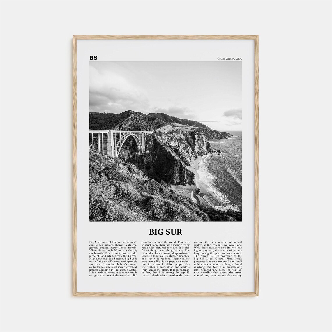 Big Sur Black and White No. 1 Travel Poster