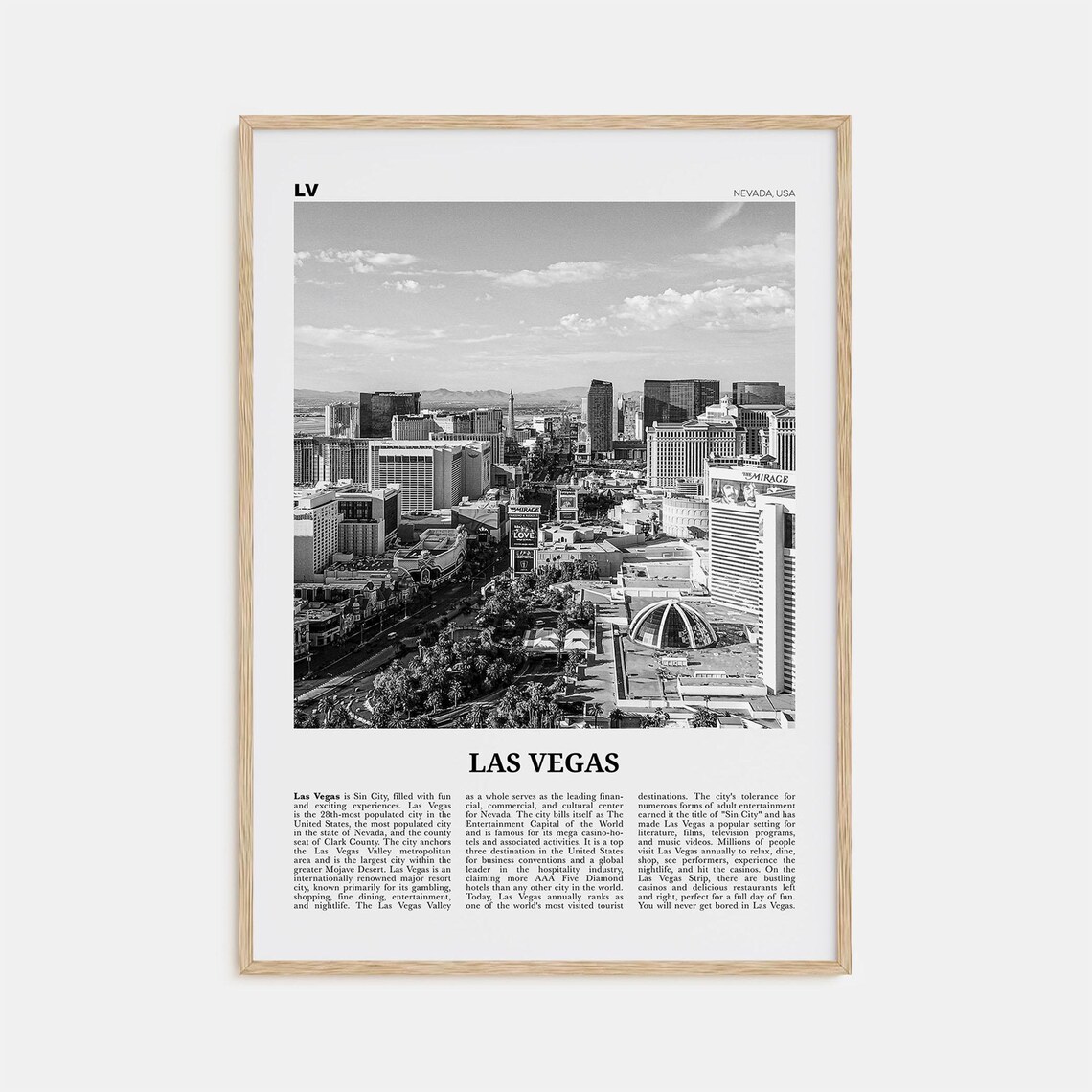 Las Vegas Black and White No. 2 Travel Poster