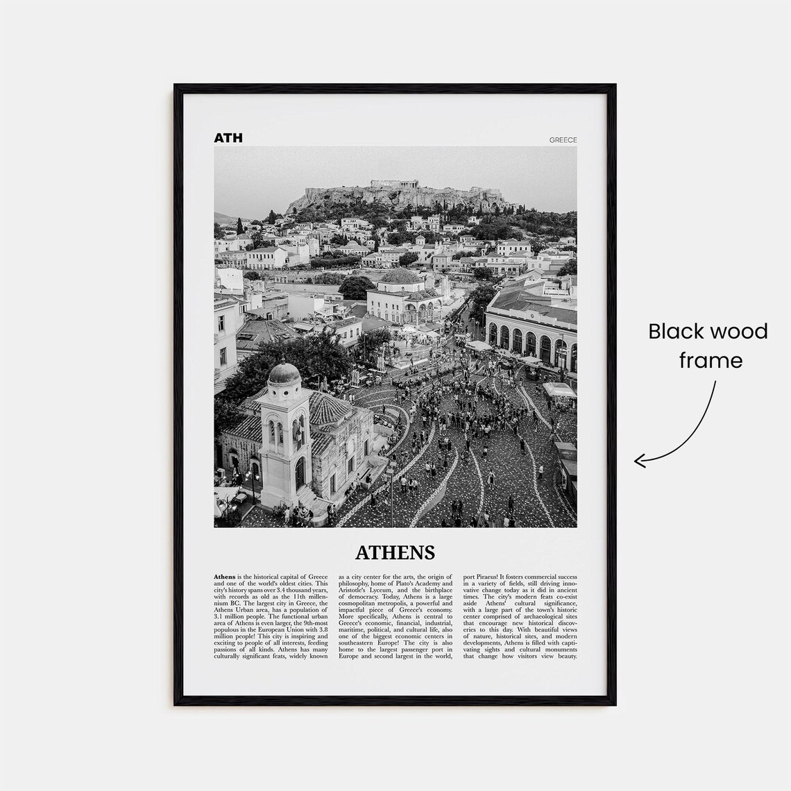 Athens Black and White City Art Print, Greece No. 1 - Image 3