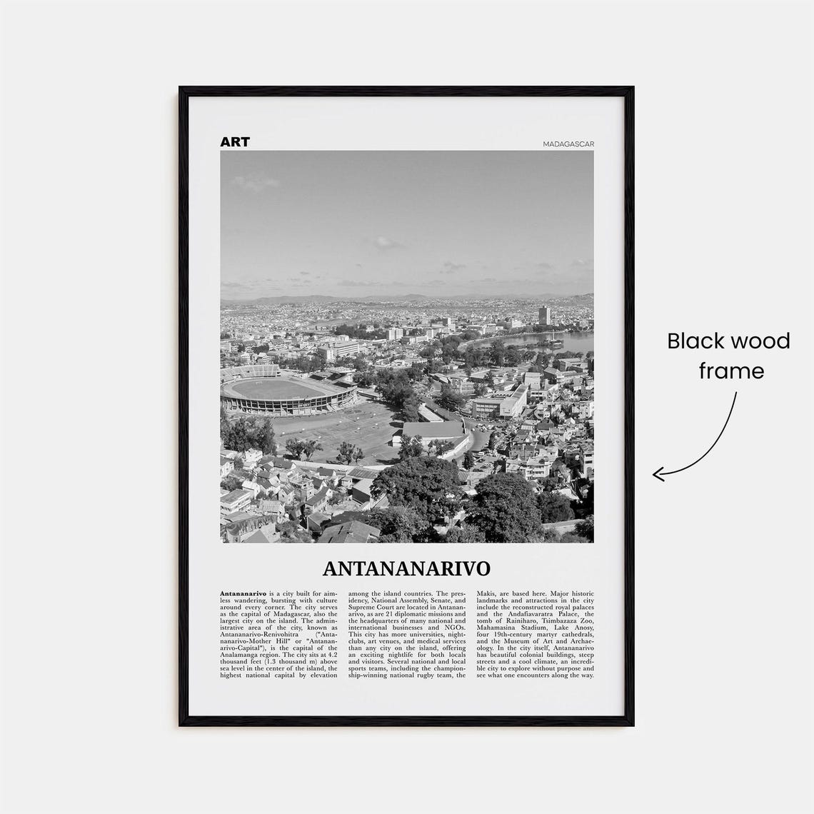 Antananarivo Black and White Travel Poster - Image 3