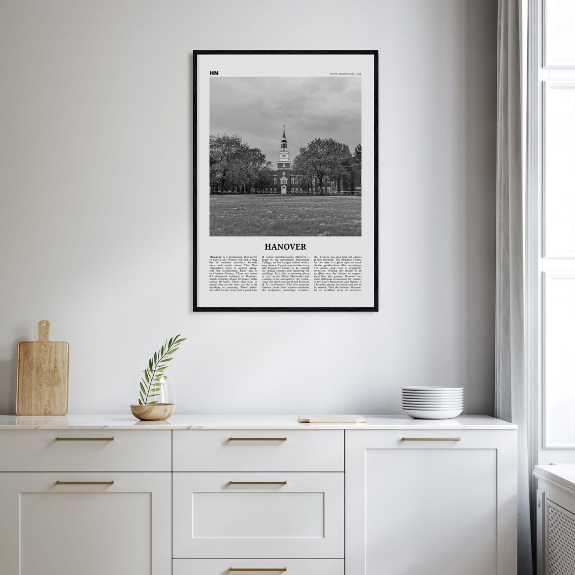 Hanover, New Hampshire Black And White Travel Poster - Image 2