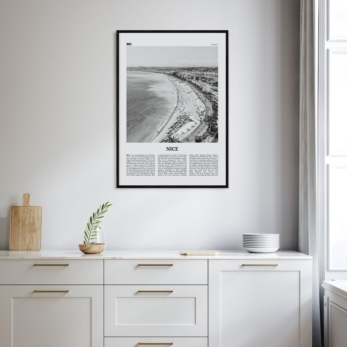 Nice, France Black and White Travel Poster Print - Image 2