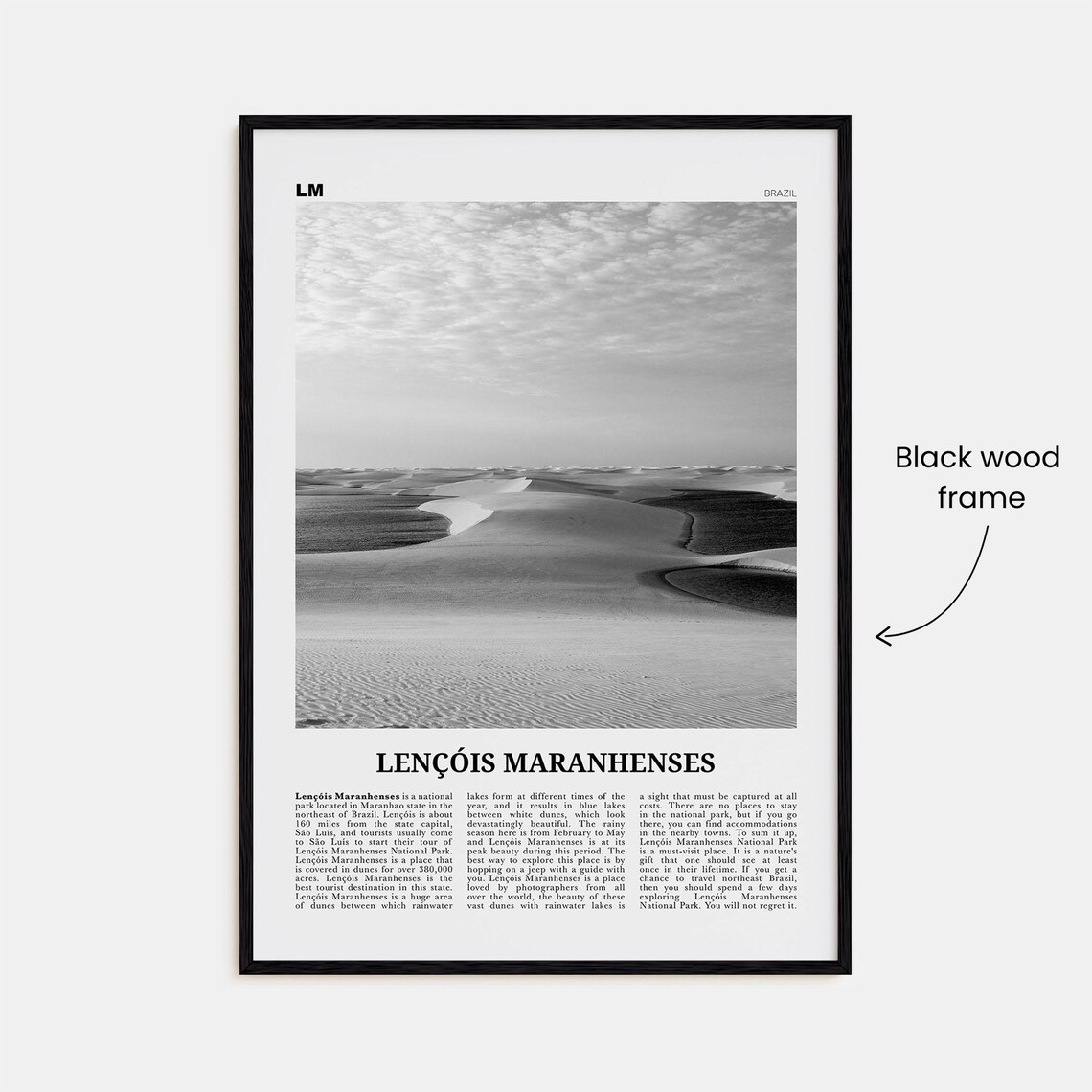 Lencois Maranhenses, Black And White Travel Poster - Image 3