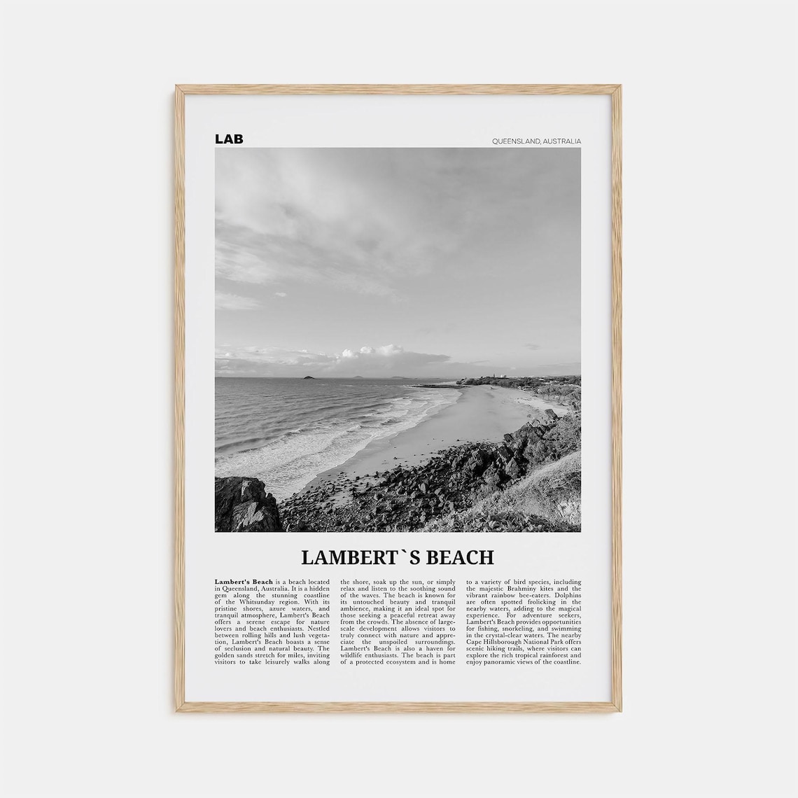 Lamberts Beach Art Print, Black And White