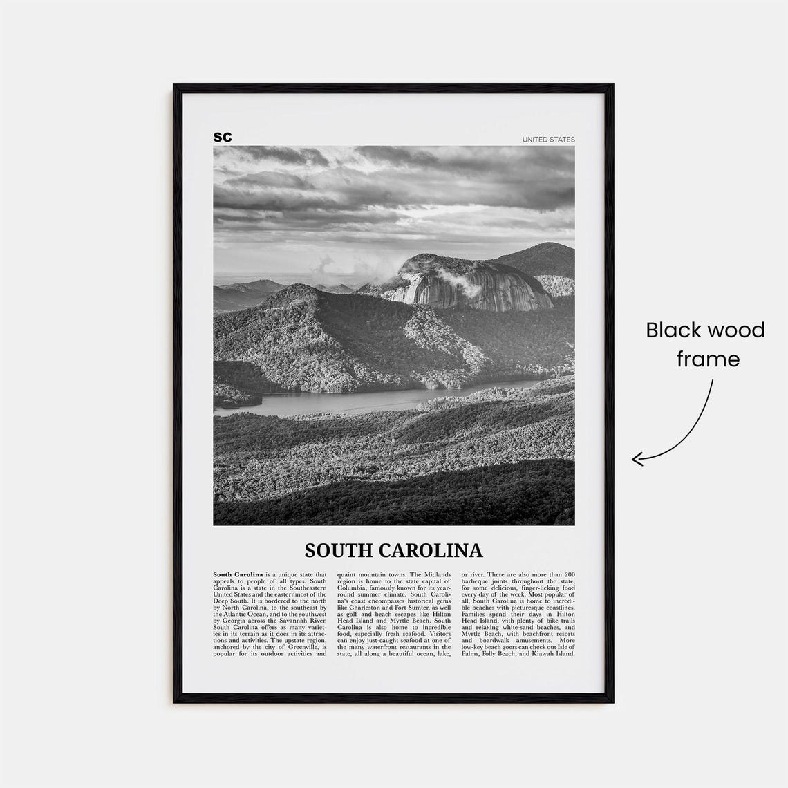 South Carolina Print Black And White No 3 South Carolina Art South Carolina Poster South Carolina Photo South Carolina Map - Image 3