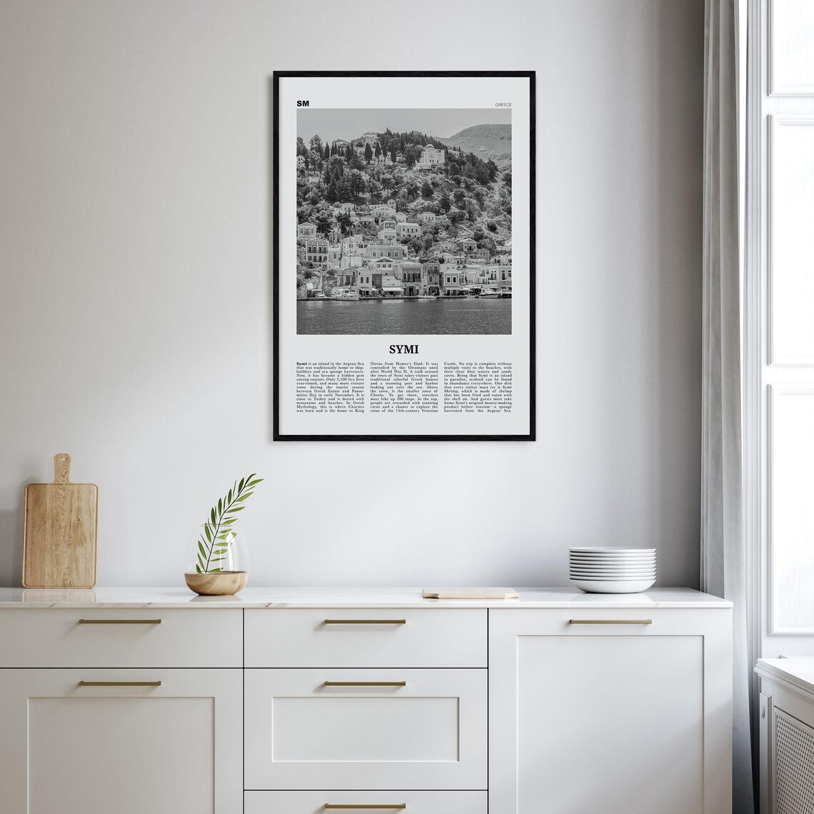 Symi Black and White Travel Poster, Greece Map - Image 2