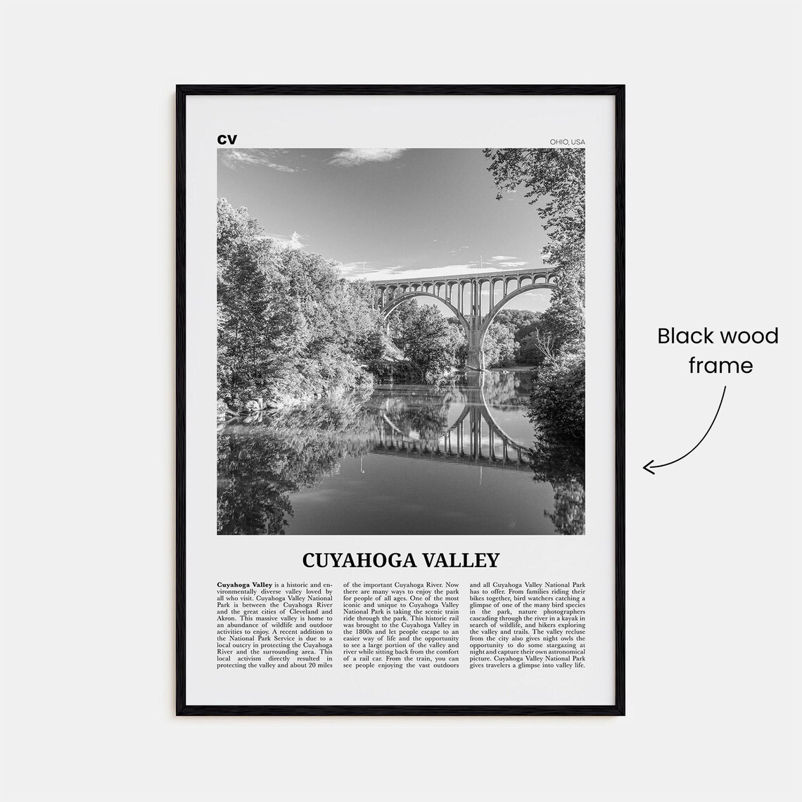 Cuyahoga Valley Black and White Art Print, Ohio - Image 3