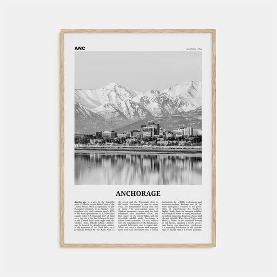 Anchorage Black and White Travel Poster, Alaska