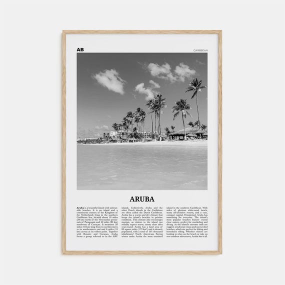 Aruba Black and White Travel Poster, Oranjestad