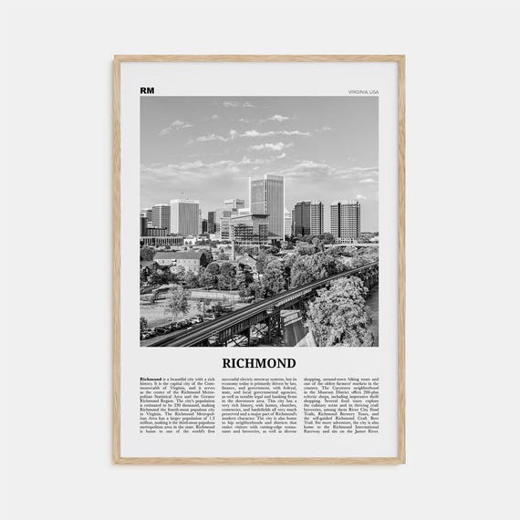 Richmond Black and White Travel Poster, Virginia
