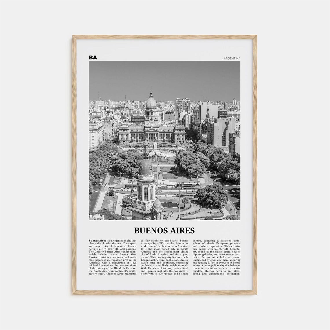 Buenos Aires Black and White No. 2 Travel Poster