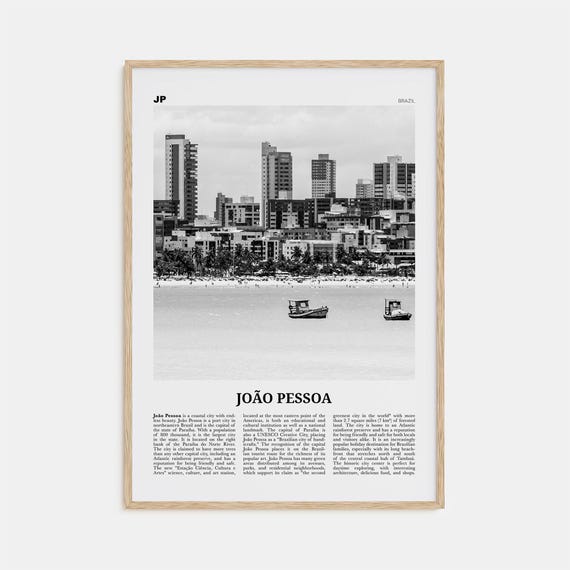 Joao Pessoa Black and White Brazil Travel Poster