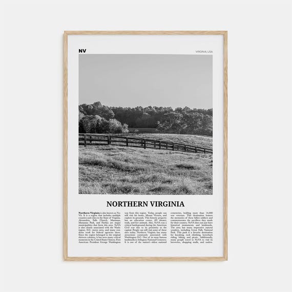 Northern Virginia Black and White Map Art Print